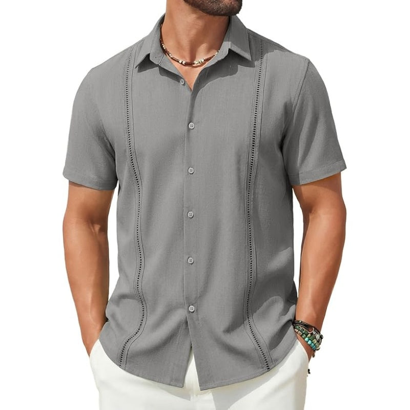 This Week's Special Priceš„Men's Cuban Guayabera Shirt Short Sleeve V-Neck