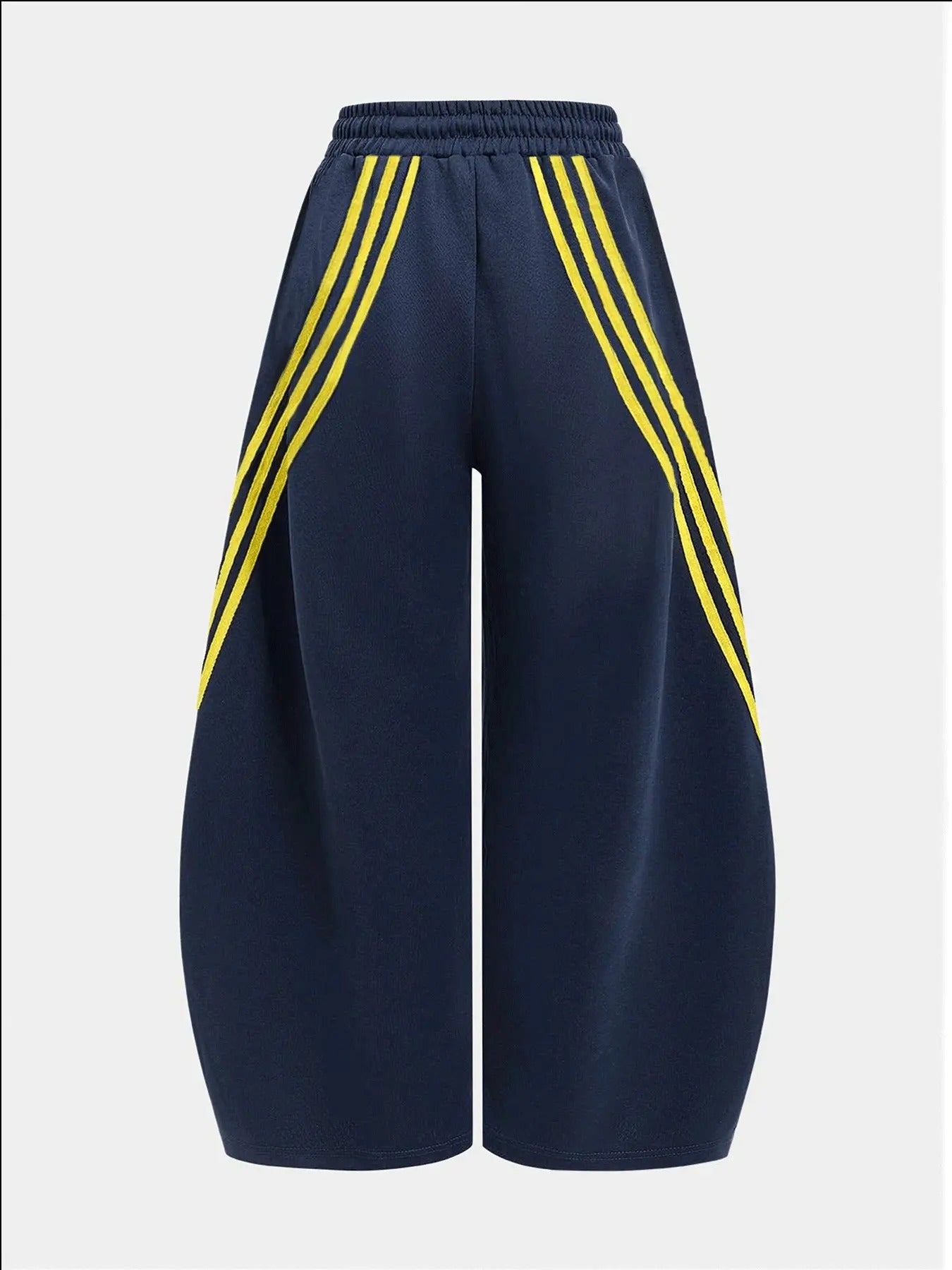 Women's Retro Three Stripes Colorblock Wide Leg Pants Casual Waist Tie Long Pants