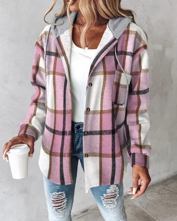 Women's Plaid Fleece Lined Hoodie