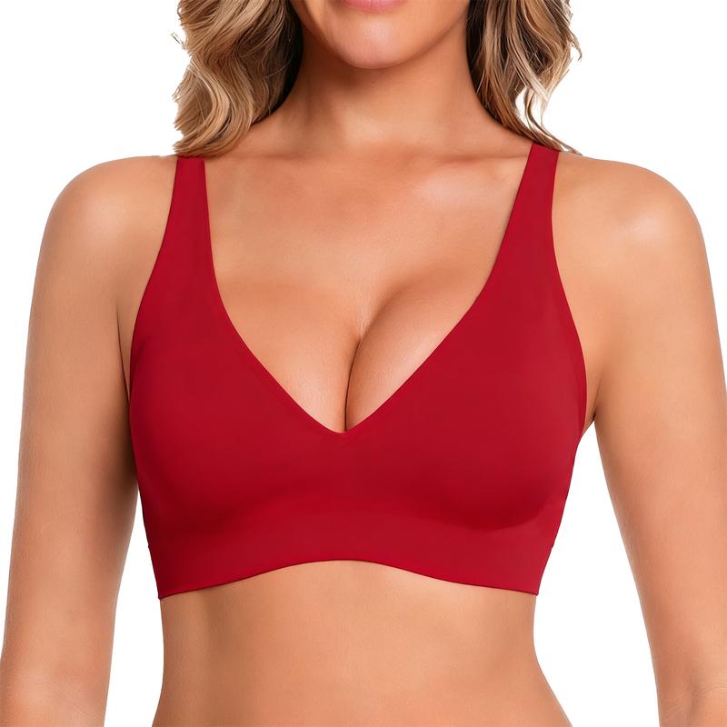 ⏰ TODAY ONLY Jelly Wireless Womens Comfortable Wireless Bras Push Up Bralettes Seamless Tshirts Bras Deep V Everyday Bras