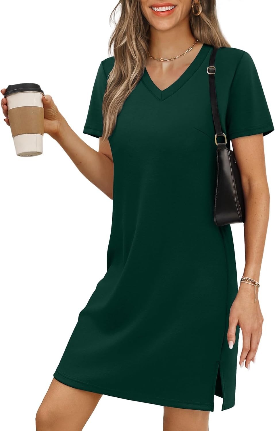 Summer Dresses for Women 2026 V-Neck Casual Sundresses T-Shirt Dress