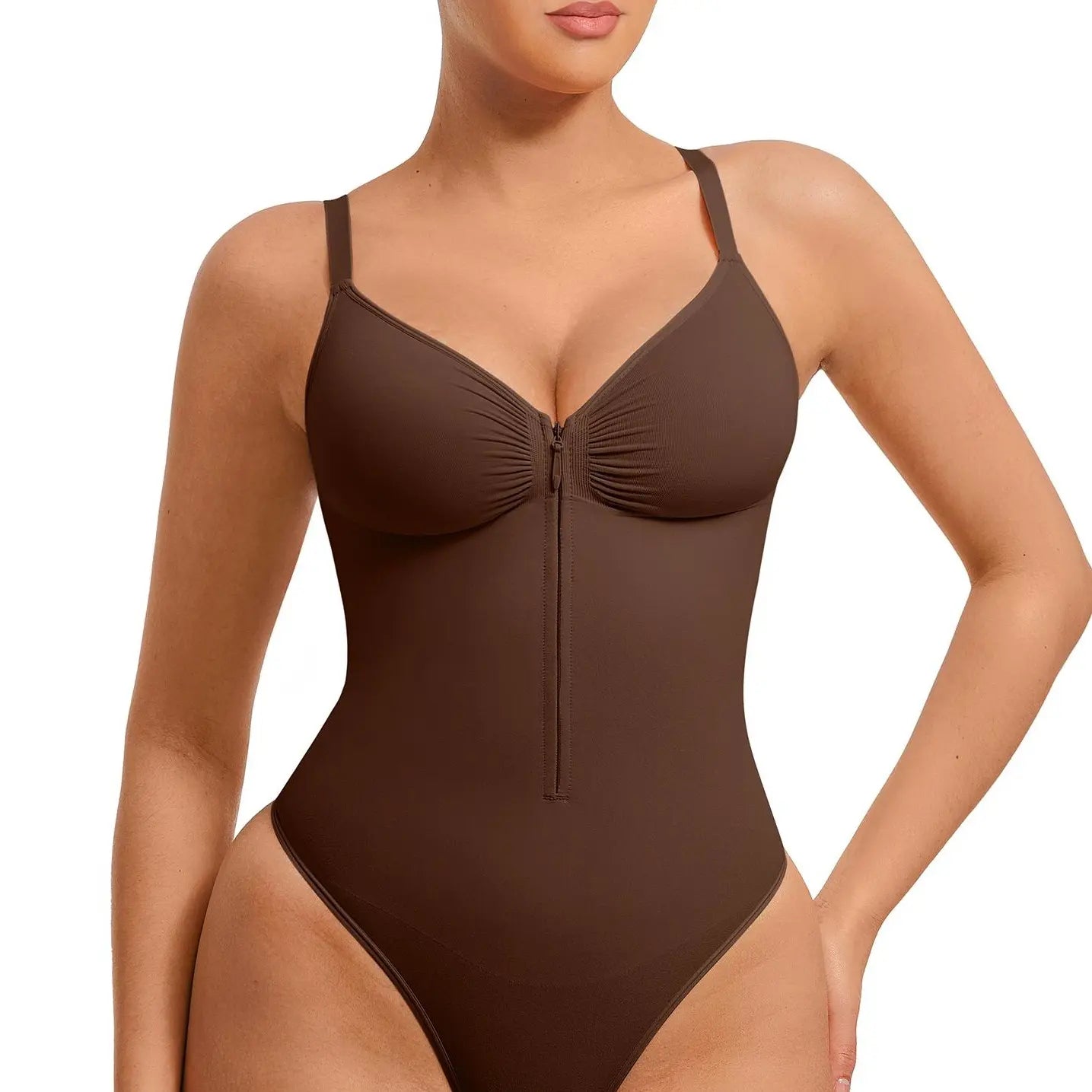Seamless Covered Bust Jumpsuit Thong Bodysuit