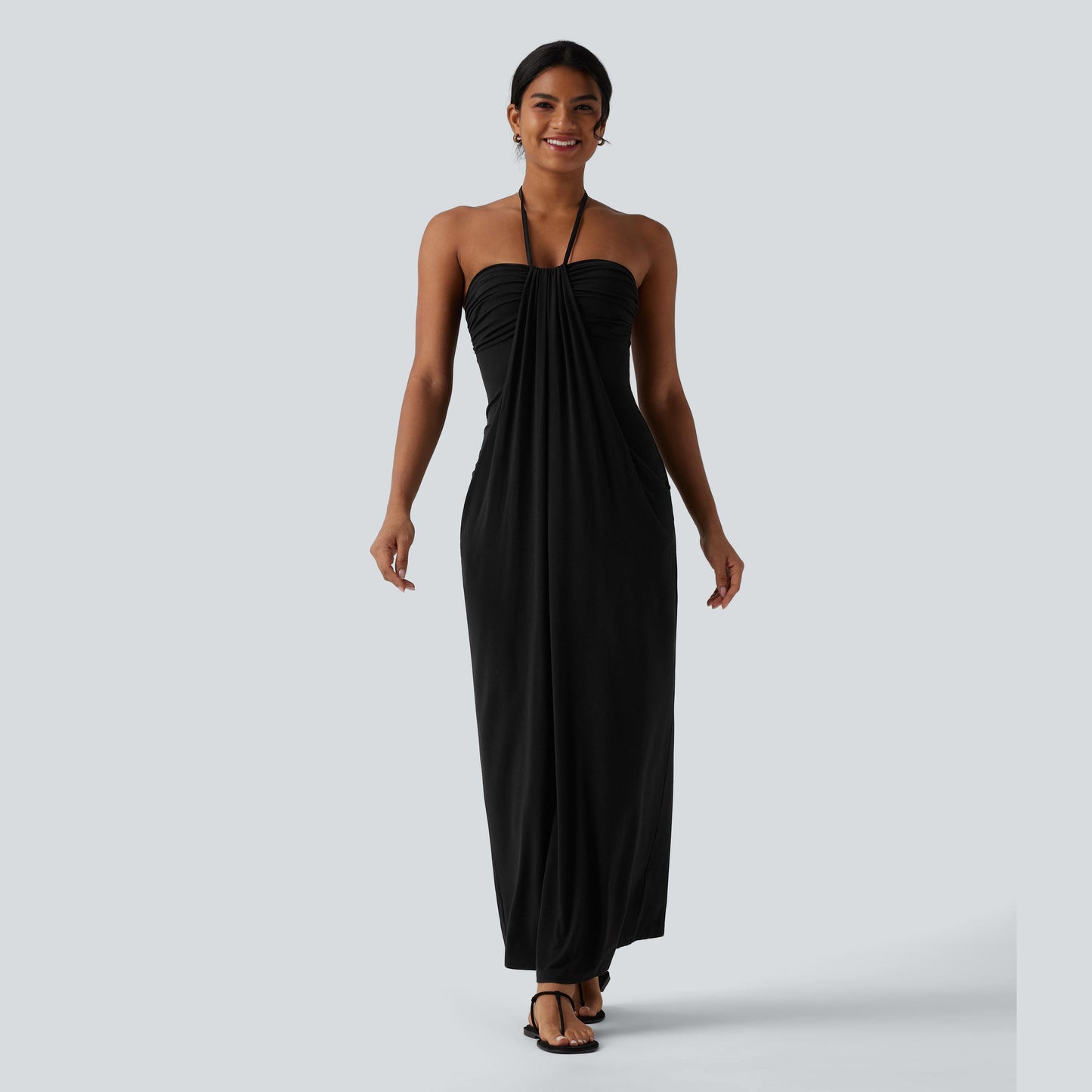 Halter Tie Back Maxi Dress with Pockets