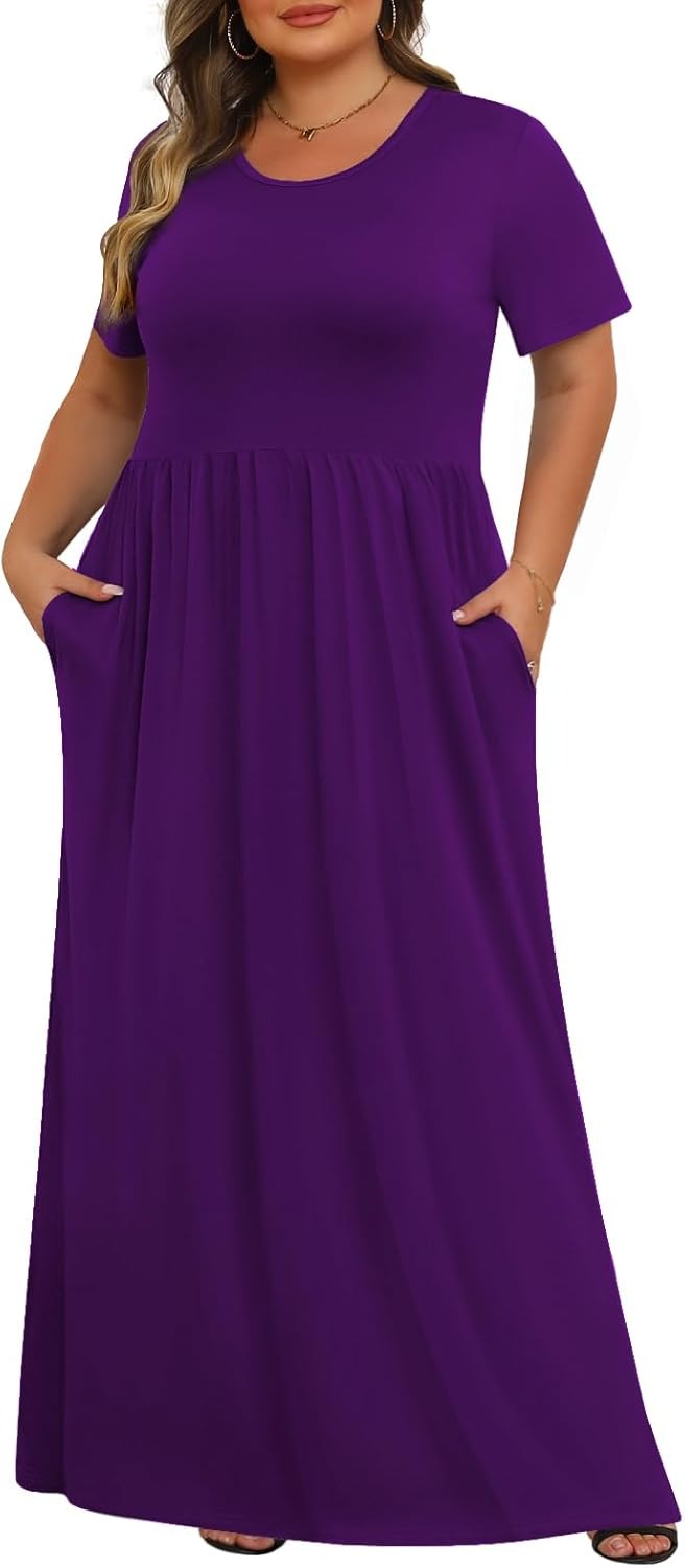 Women's Plus Size Maxi Dresses for Curvy Women Casual Long Dress