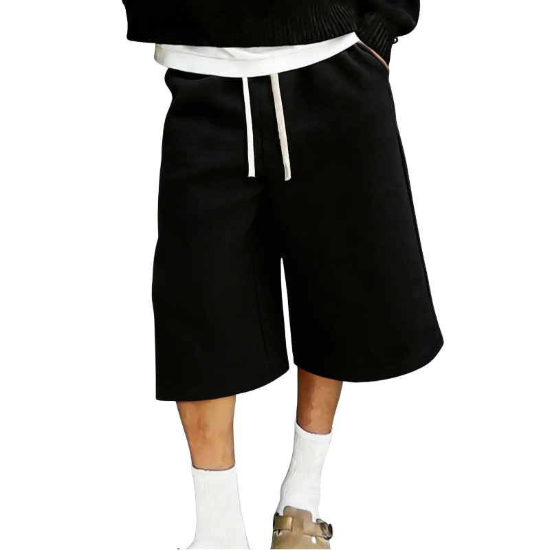 Men's Wide-Leg Casual Drawstring Shorts