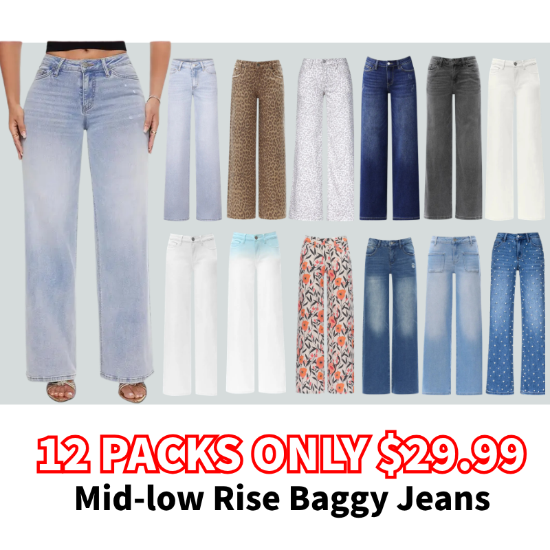 Women's Mid-low Rise Baggy Stretchy Jeans