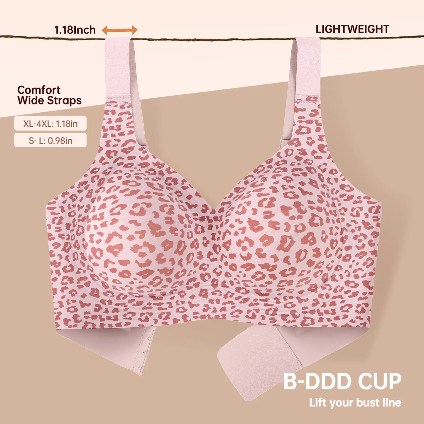 No Underwire Wireless Bra with Support and Lift Full Coverage