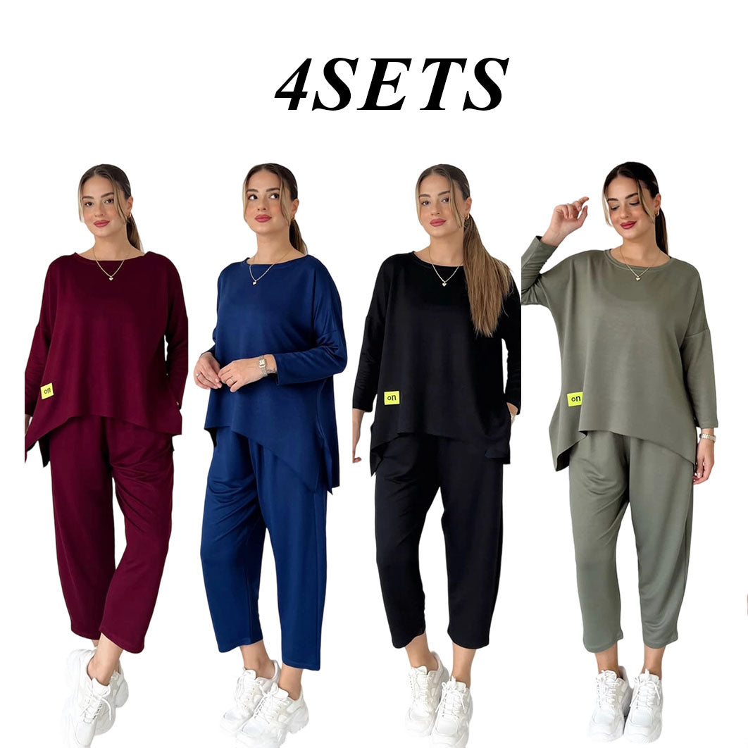 Knitted Casual Irregular Top & Skinny Pants Set
