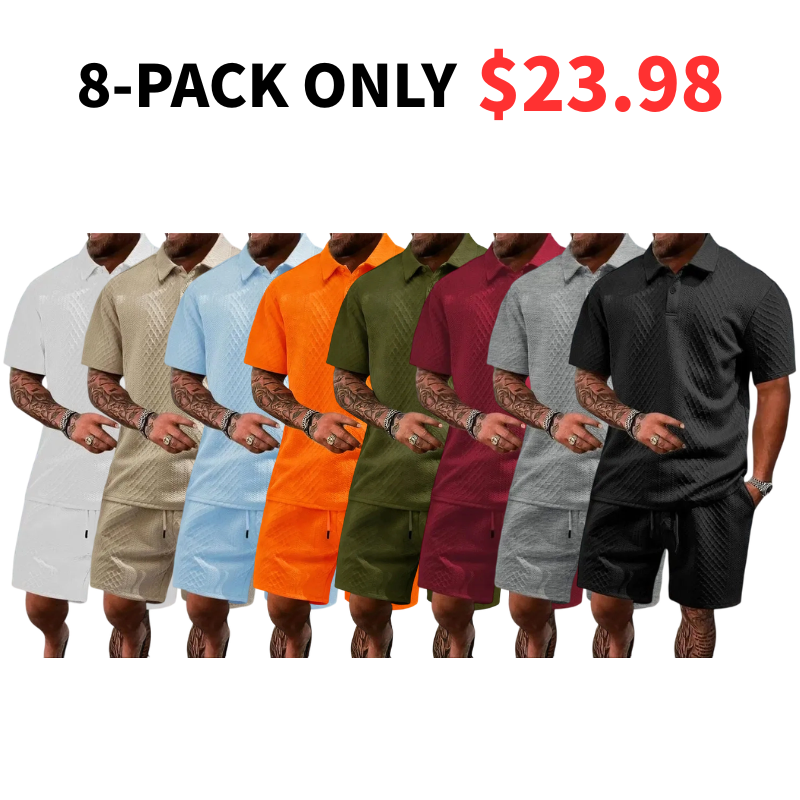 🔥Casual Summer Textured Polo Set