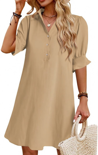 Womens Summer Shirt Mini Dresses with Pockets