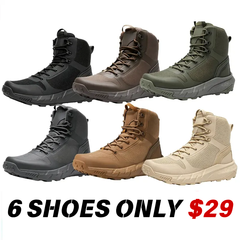 Men’s Tactical Combat Boots, Lightweight Breathable Comfort Non‐Slip High Top Outdoor Work Hiking Boots