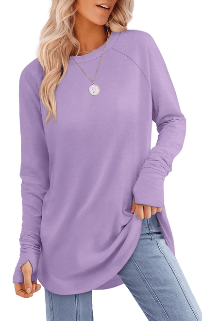 🎅Early Christmas Sale🎄Womens Long Sleeve Thumb Hole Shirts Tunic Tops to Wear with Leggings
