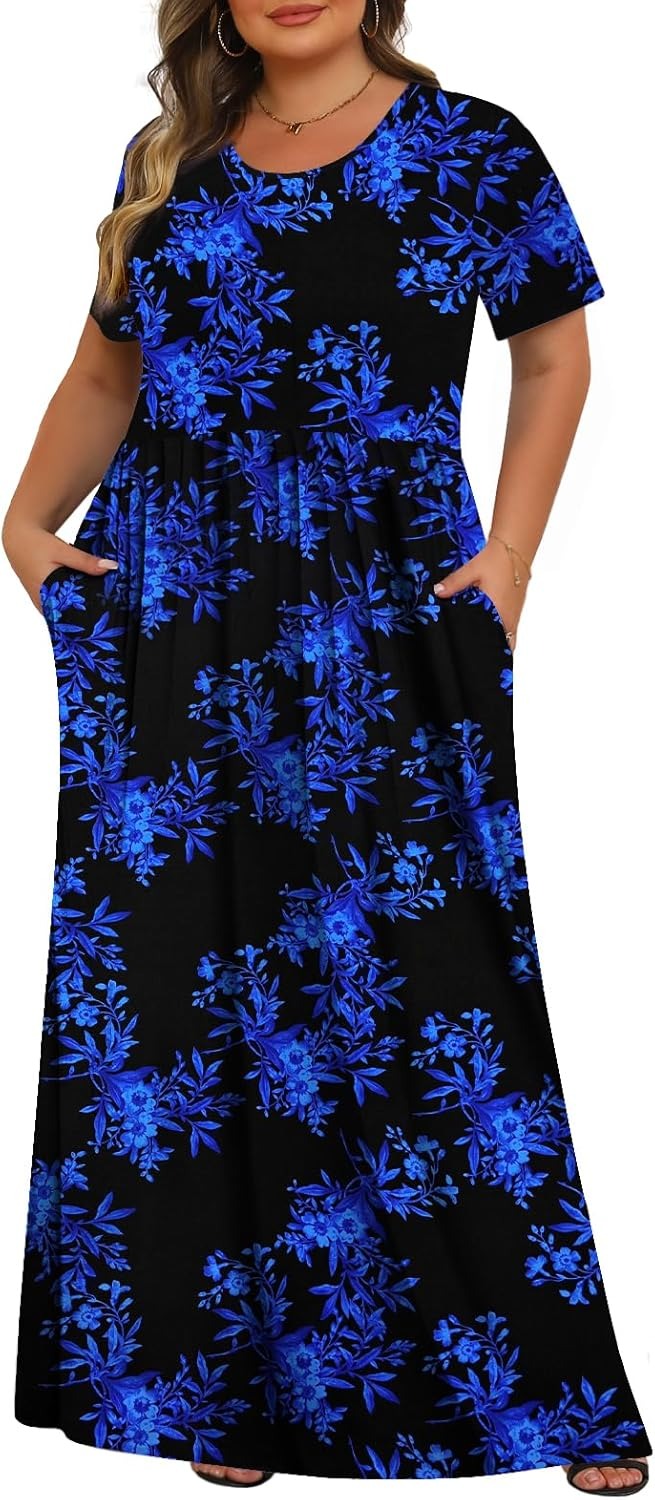 Women's Plus Size Maxi Dresses for Curvy Women Casual Long Dress