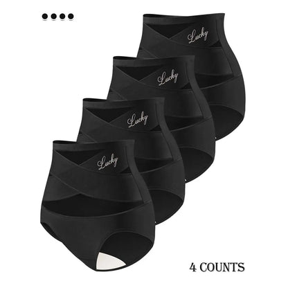 Plus-Size High-Waist Cross Tummy Control Panties