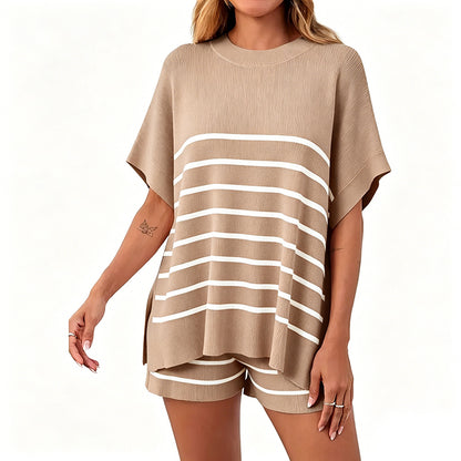 High Waisted Shorts Summer Knit Lounge Short Sets