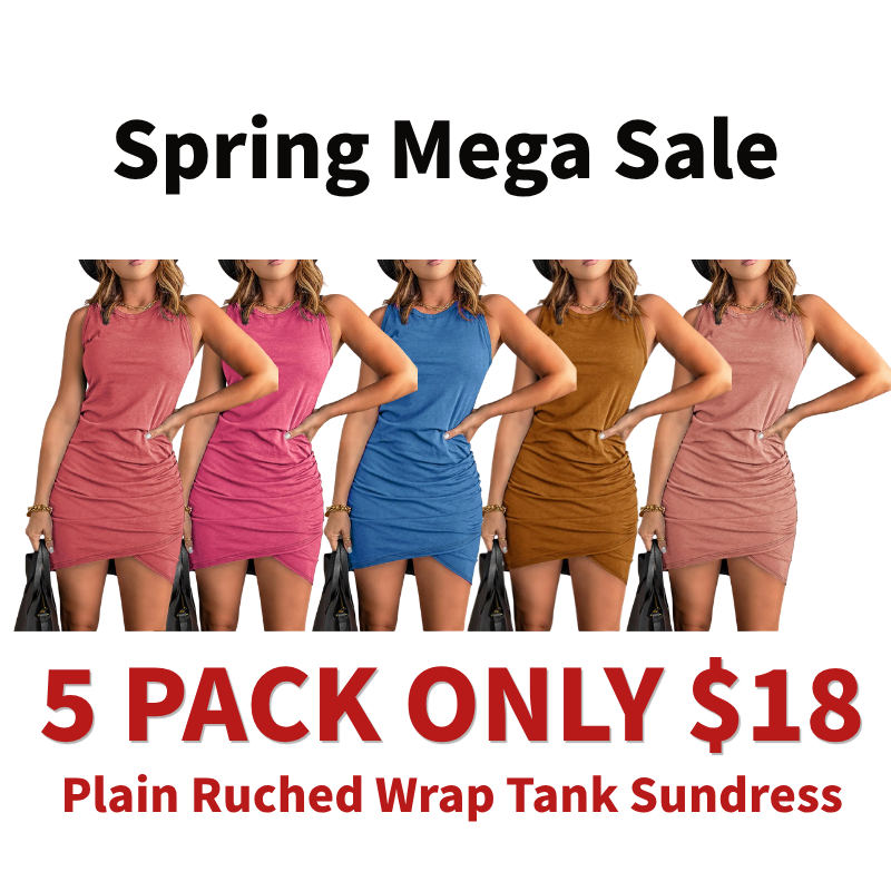 Women's Plain Ruched Wrap Tank Sundress