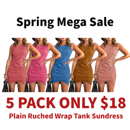 Women's Plain Ruched Wrap Tank Sundress