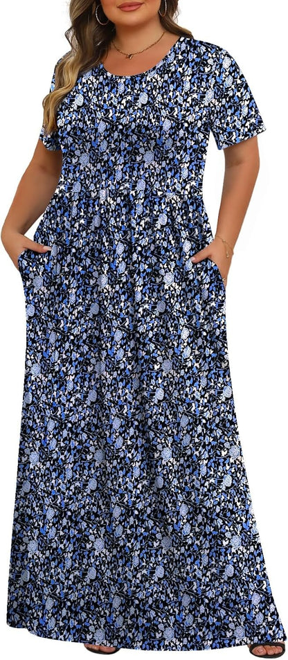 Women's Plus Size Maxi Dresses for Curvy Women Casual Long Dress