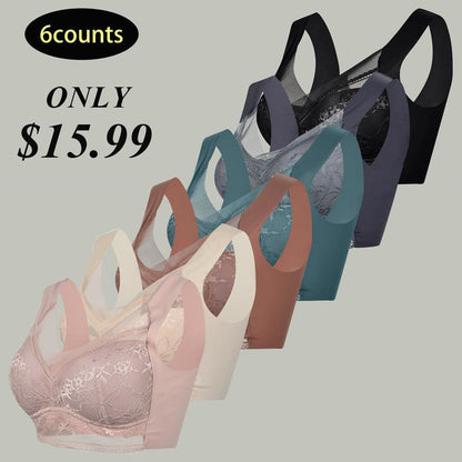 Women'S Plain Contrast Lace BraSoftBreathable Push Up Bra U