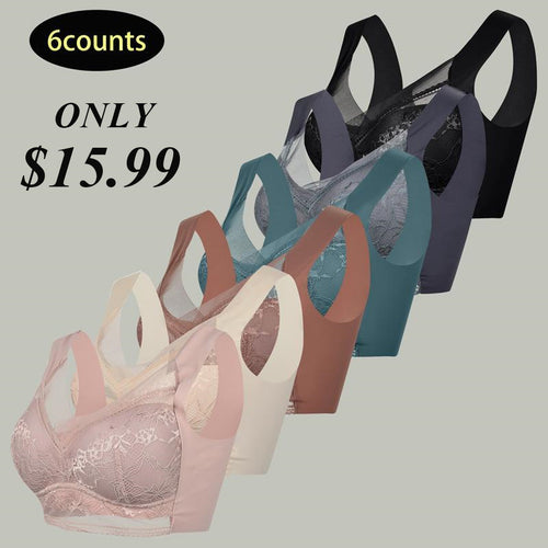 Women'S Plain Contrast Lace BraSoftBreathable Push Up Bra U