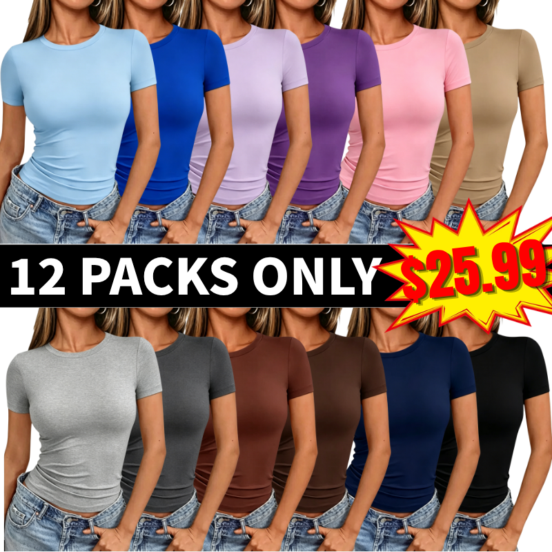 Women's Short Sleeve Slim-Fit Crop Tops