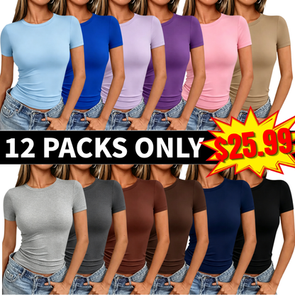 Women's Short Sleeve Slim-Fit Crop Tops