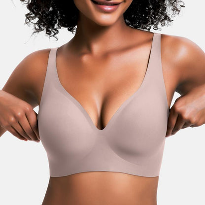 ⏰ TODAY ONLY Jelly Wireless Womens Comfortable Wireless Bras Push Up Bralettes Seamless Tshirts Bras Deep V Everyday Bras