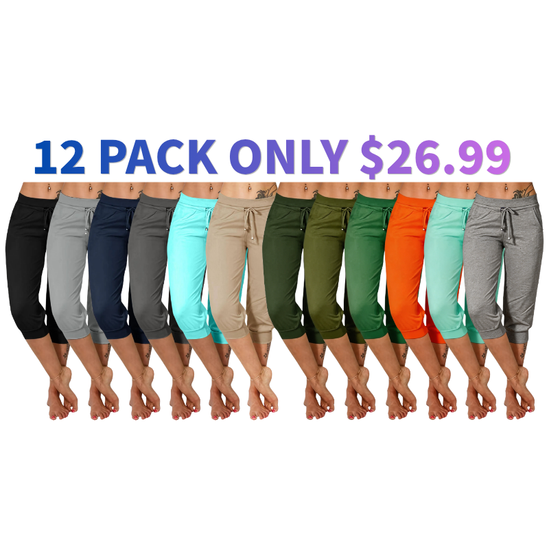 Women's Solid Color Drawstring Capri Yoga Pants