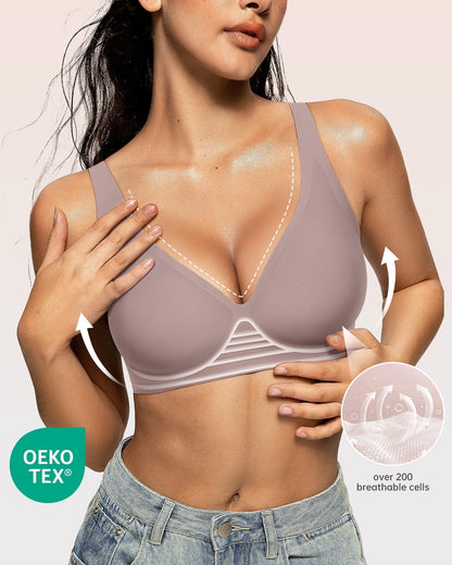 Wireless Polka Dots Deep V Seamless Bras