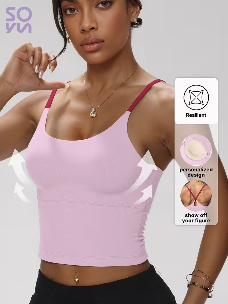 Sporty Women's Plain Criss Cross Sports Bra