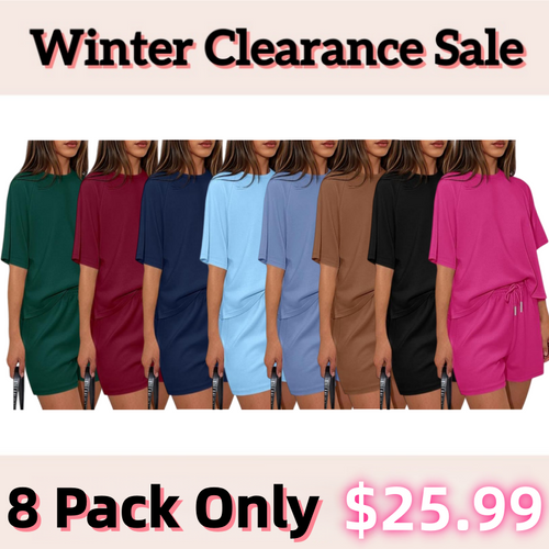 Women‘s Lounge Sets Short Sleeve Shirts Workout Tops Shorts Matching Clothing Summer Vacation Outfits