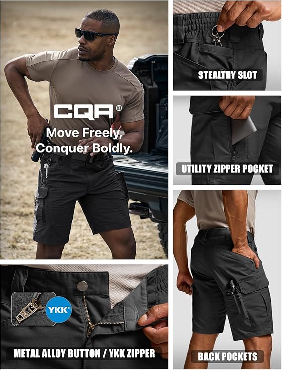 Men's Lightweight Water Resistant Golf Shorts, Stretch Tactical Work Shorts with Multi-Pocket