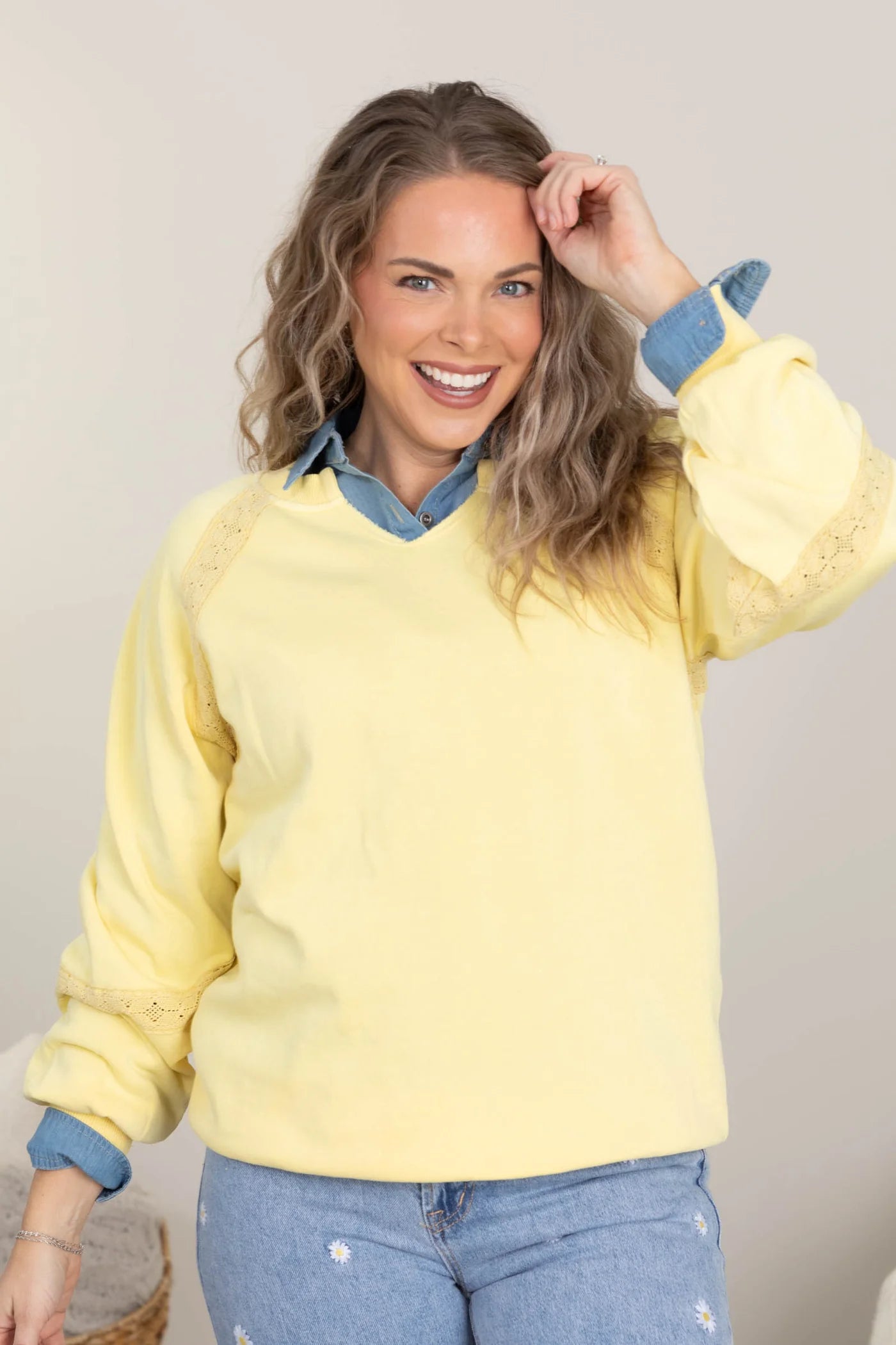 Clearance sale🔥 Your Favorite Is Back!Women's Hoodless V-neck Sweatshirt With Kangaroo Pocket Fleece Longsleeve Oversized Casual Style Shirt