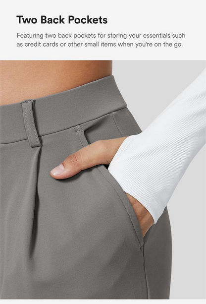 High Waisted Side Pocket Straight Leg Work Pants