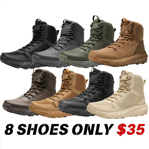 Men’s Tactical Combat Boots, Lightweight Breathable Comfort Non‐Slip High Top Outdoor Work Hiking Boots