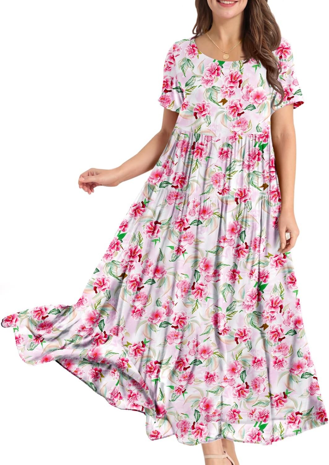 Women Casual Loose Bohemian Floral Dress Maxi Summer Beach Dresses