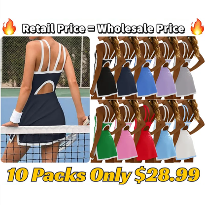 Womens Tennis Mini Dress with Built-in Shorts & Bra Golf Dress