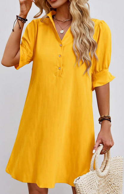 Womens Summer Shirt Mini Dresses with Pockets