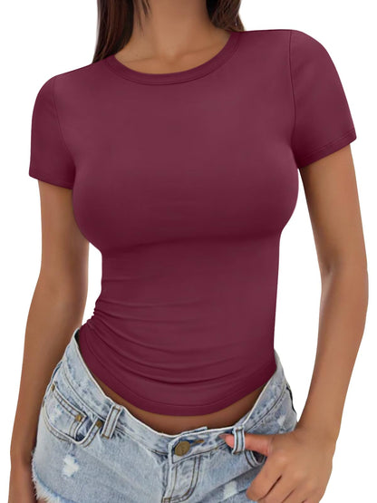 Women's Short Sleeve Slim-Fit Crop Tops