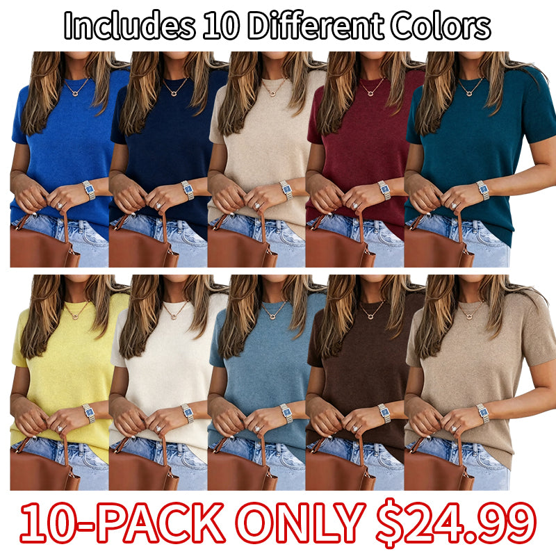 Last day discount🔥🔥Women's Crew Neck  Knit Top-Casual Pullover SummerVibes 2026