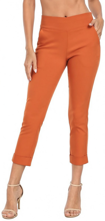 Women’s Capri Pants with Pockets Dressy Casual Stretch Trouser Straight Leg
