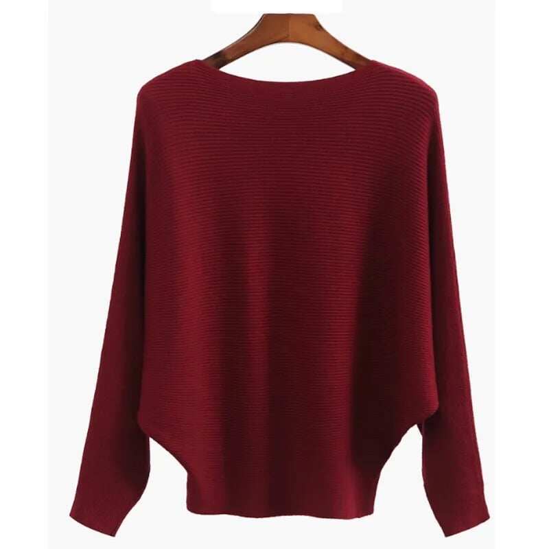 🔥New Years Sale✨️Women's Boat Neck Bat Sleeve Knitted Sweater
