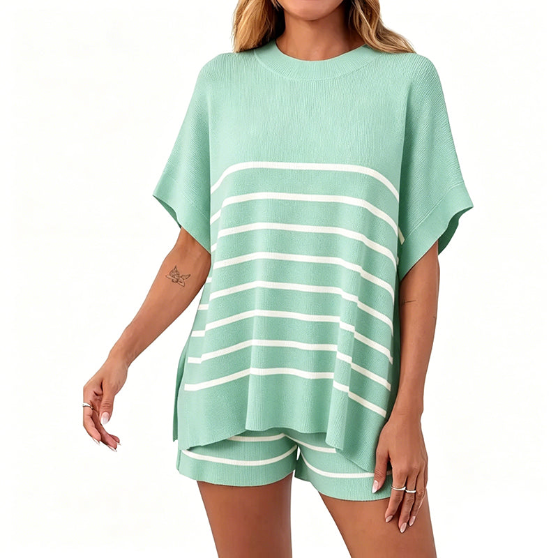 High Waisted Shorts Summer Knit Lounge Short Sets