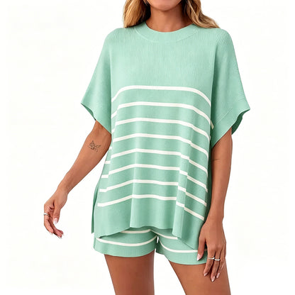 High Waisted Shorts Summer Knit Lounge Short Sets