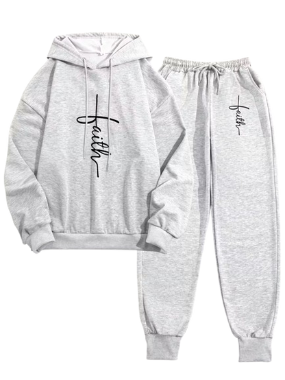 Women's Printed Hooded Top & Pants Set