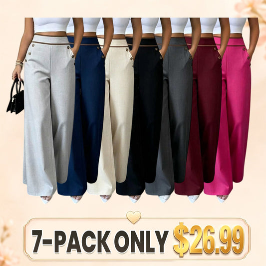 🌿🌿Limited-time offer-Must-Have👖 Contrast-Trim Wide-Leg Pants