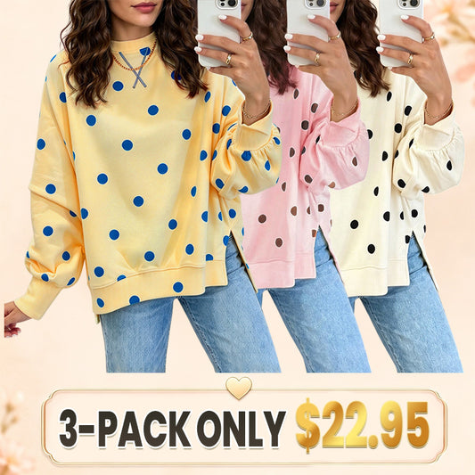 💝💝Chic Sunshine Yellow & Blue Polka Dot Sweatshirt
