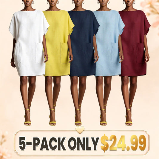 💝💝Effortless Linen-Blend Shift Dress