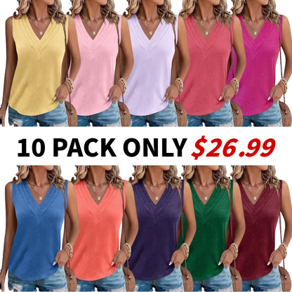 Last day🔥🔥Women V Neck Tank Tops Dressy Casual Summer Loose Fit Sleeveless Shirts