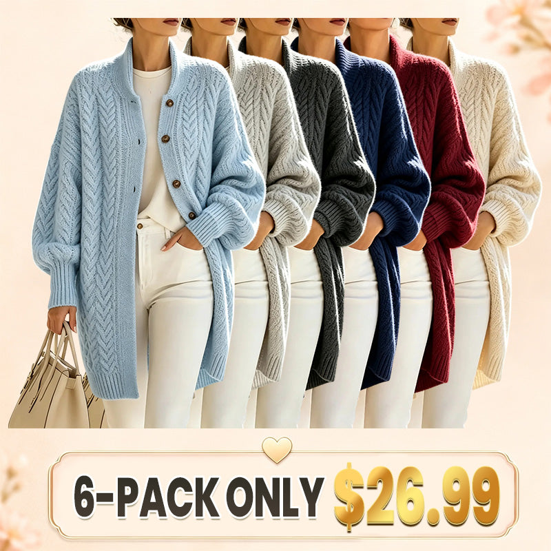 Chic Cozy Oversized Cable-knit Wool Blend Cardigan